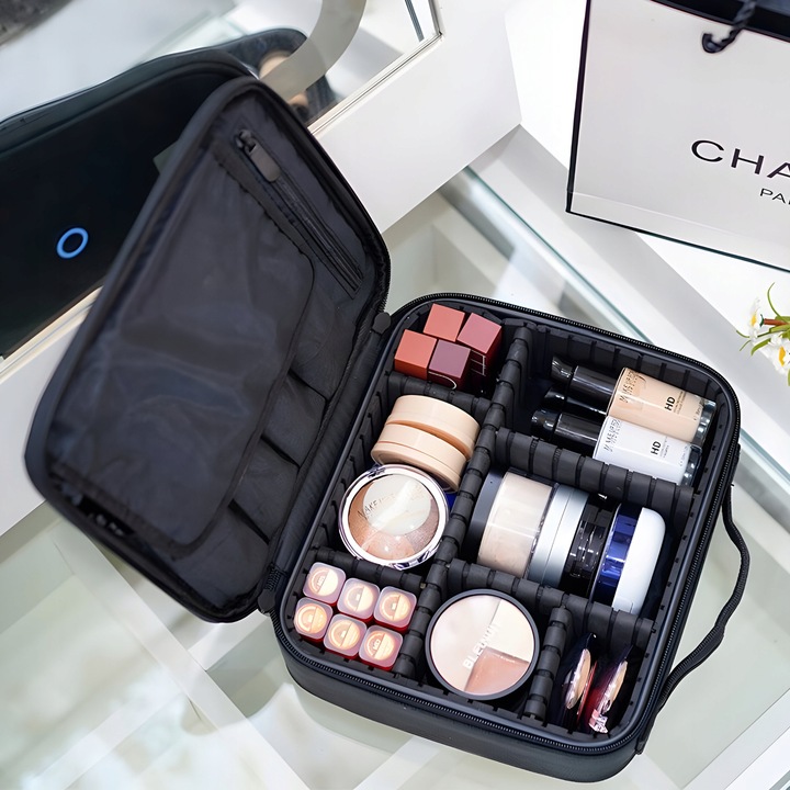 KOSMETYCZKA ORGANIZER KUFEREK NA KOSMETYKI DUŻA TORBA PODRÓŻNA CZARNA