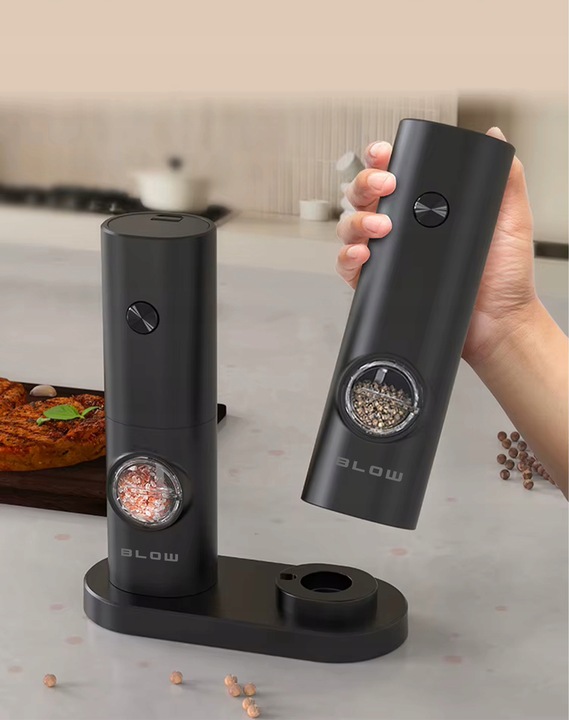 MŁYNEK DO PIEPRZU I SOLI PRZYPRAW ELEKTRYCZNY PODSTAWKA OKIENKO