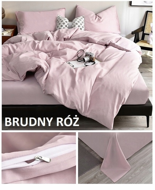 KOMPLET POŚCIELI 140x200 2x POSZEWKI 70x80 MIKROFIBRA GŁADKA MIĘKKA CZARNA