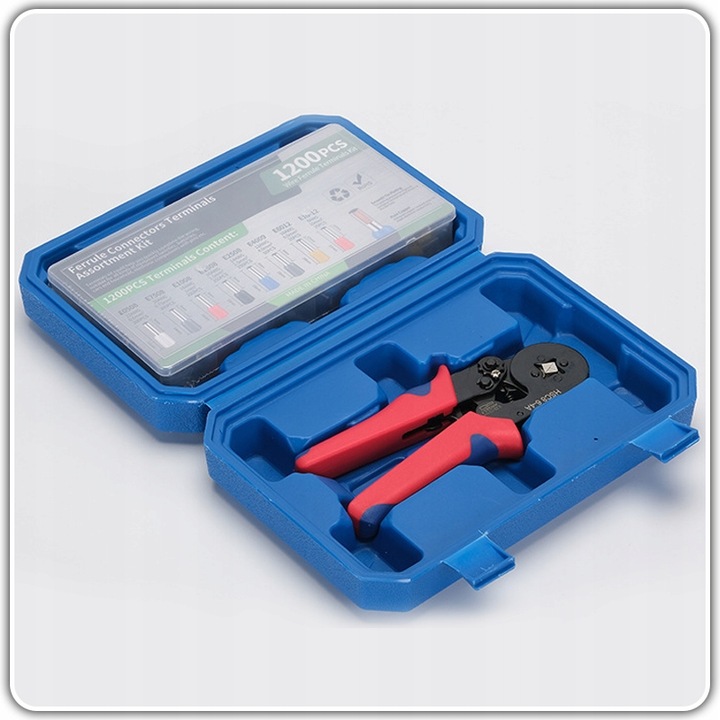 ZACISKARKA TULEJEK KONEKTORÓW PRASKA KOŃCÓWEK KABLI + 1200 SZT WALIZKA