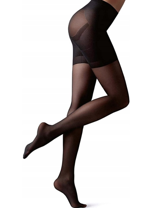 CALZEDONIA RAJSTOPY TOTAL SHAPER PUSH-UP 30 DEN MODELUJĄCE czerń 5/XL