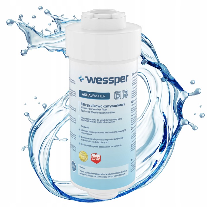 Filtr wody do pralki pralkowy zmywarki Wessper zmiękczający wodę na