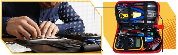 Lutownica ZESTAW NARZĘDZI DO LUTOWANIA 40 ELEMENTÓW MULTIMETR 6 GROTÓW