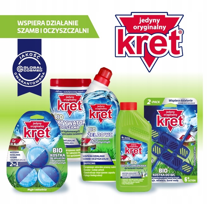 Kret Żel do Udrażniania Rur Kuchnia Łazienka Zestaw 1500g