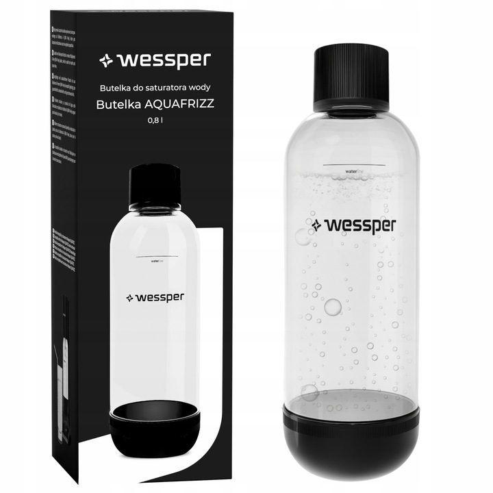 BUTELKA WESSPER DO SATURATORA WODY GAZOWANEJ AQUAFRIZZ CZARNA 0,8L BEZ