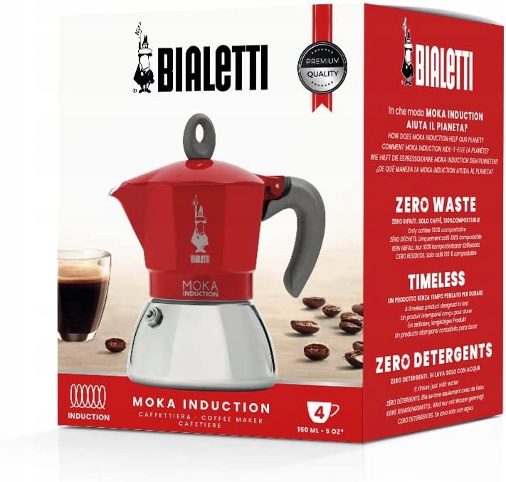 Kawiarka MOKA INDUCTION 4tz espresso RED czerwona BIALETTI indukcja