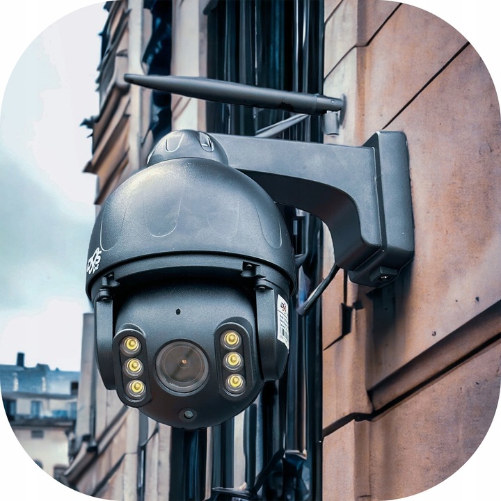 Czarna zewnętrzna kamera WiFi obrotowa 4K 8Mpx PRZYBLIŻENIE SMART 8x ZOOM