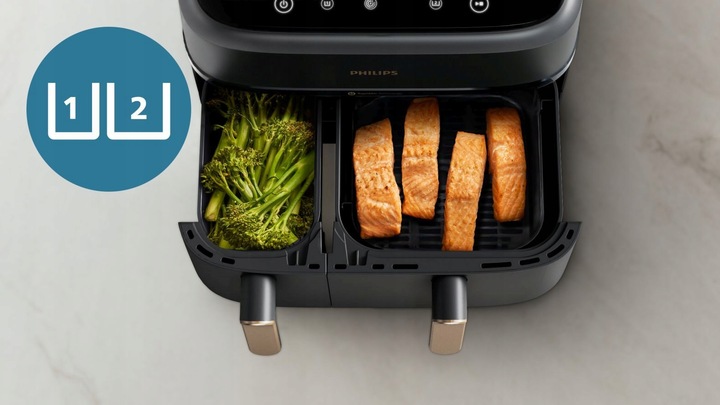 Frytkownica beztłuszczowa dwukomorowa Philips Ovi Airfryer 9l NA352/00
