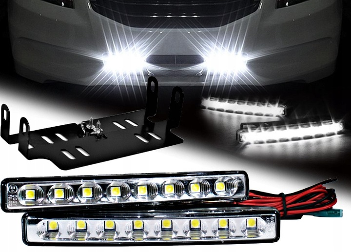 ŚWIATŁA LAMPY DO JAZDY DZIENNEJ LAMPY DO AUTA 8 SMD LED DRL AUTOMAT E4
