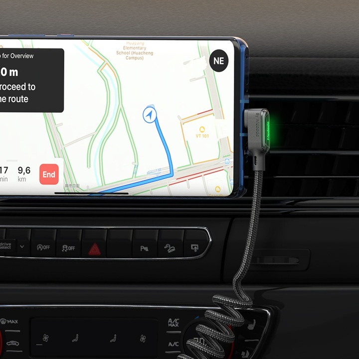 MCDODO KABEL KĄTOWY USB-C SPIRALNY SPRĘŻYNOWY SZYBKIE ŁADOWANIE TYP C LED