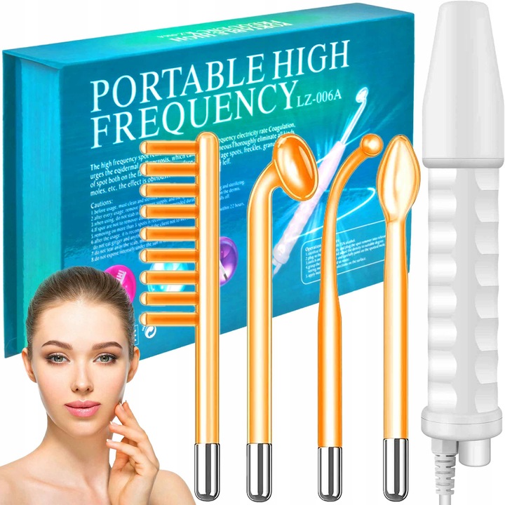 DARSONVAL DERMA WAND 4 PELOTY PIELĘGNACJA ELEKTRODY DO TWARZY WŁOSÓW