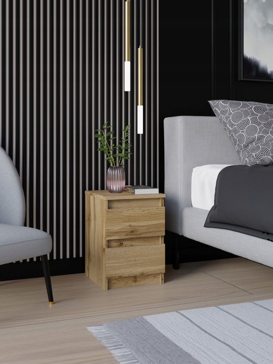 SZAFKA NOCNA WOTAN STOLIK NOCNY DWIE SZUFLADY 30cm SYPIALNIA SALON