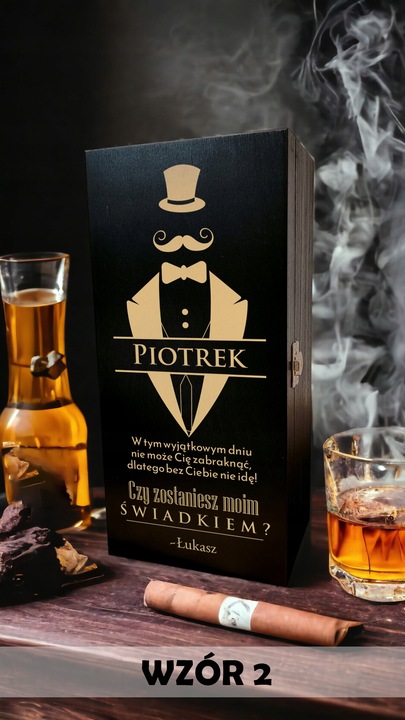 Pudełko na alkohol box PROŚBA O ŚWIADKOWANIE skrzynka prezent dla Świadka