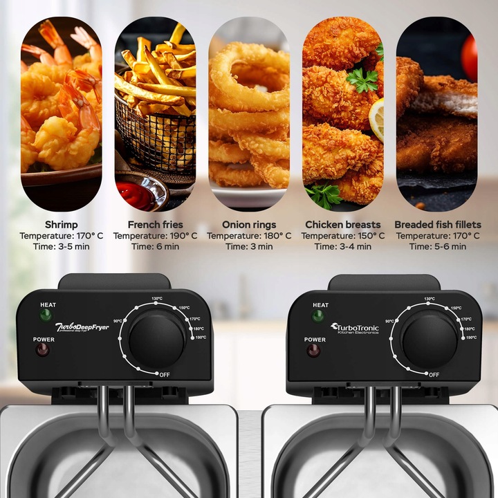 TRADYCYJNA FRYTOWNICA FRYTKOWNICA OLEJOWA PODWÓJNA 3600W 2x3L