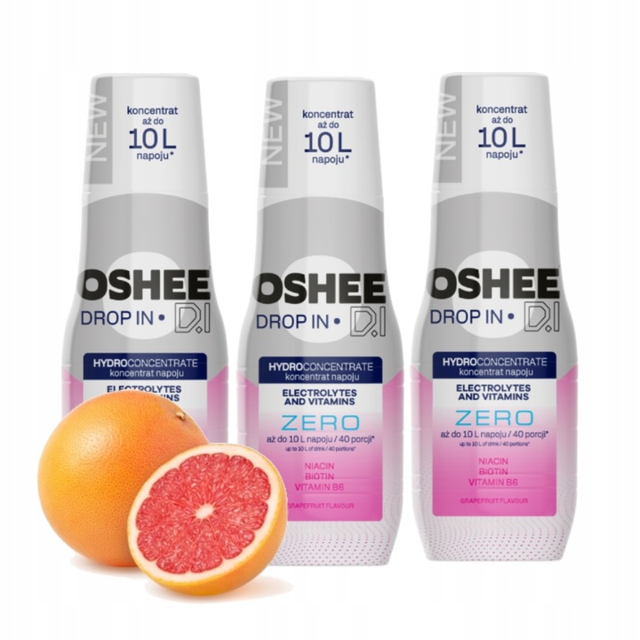 3x Hydrokoncentrat OSHEE Drop In ZERO Elektrolity Witaminy Grejpfrut