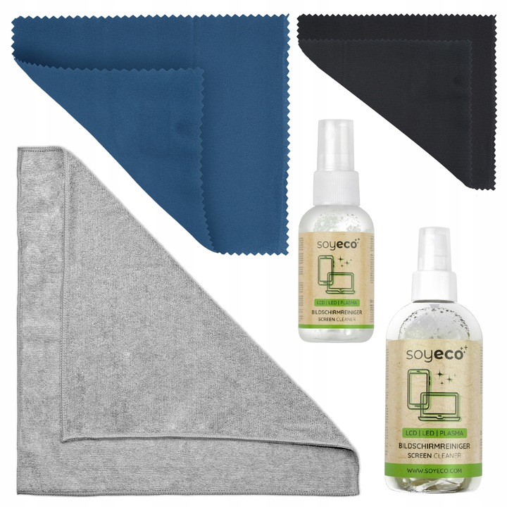PŁYN DO CZYSZCZENIA EKRANÓW TV LCD LCD MONITORÓW ZESTAW Z MIKROFIBRĄ x3