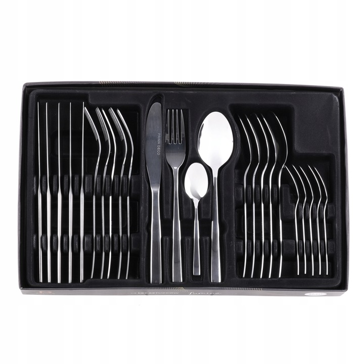 KOMPLET SZTUĆCÓW STALOWYCH NA 6 OSÓB ZESTAW 24EL. SREBRNE ZASTAWA