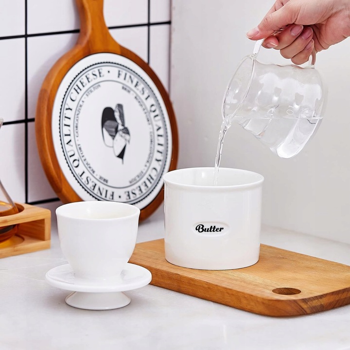 Ceramiczna maselnica, francuska maselniczka z pokrywk?, pojemnik na