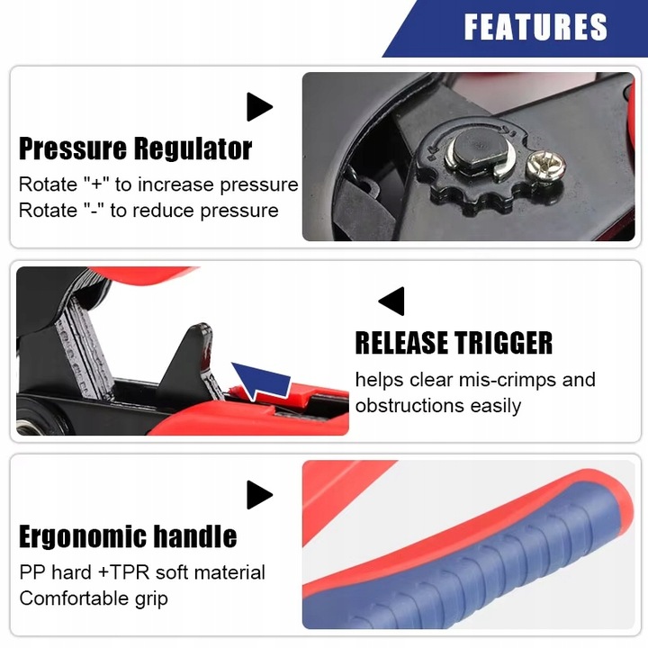 Szczypce zaciskowe 0.08-16mm² sześciokątne z 1200 sztuk zacisków