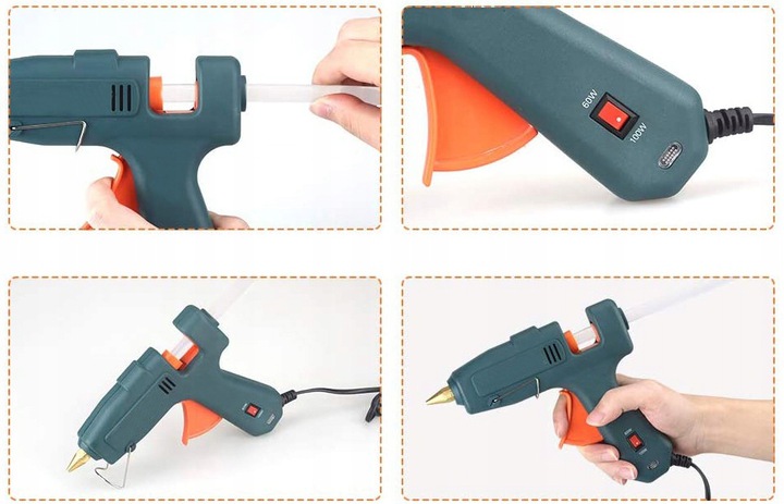 MOCNY PISTOLET DO KLEJU KLEJENIA NA GORĄCO KLEJARKA 100W + DUŻY ZAPAS