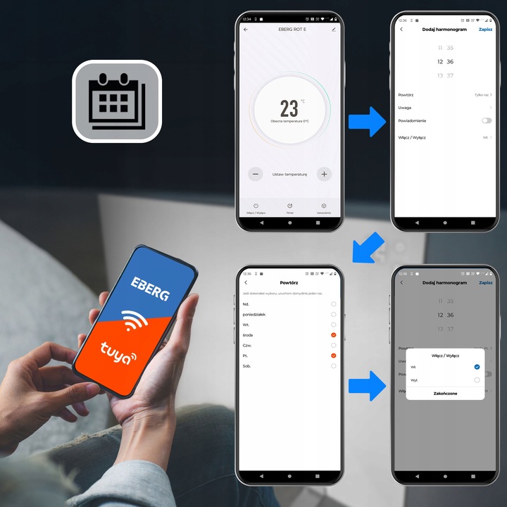 Grzejnik promiennik na podczerwień panel elektryczny EBERG 720W IR WiFi ECO