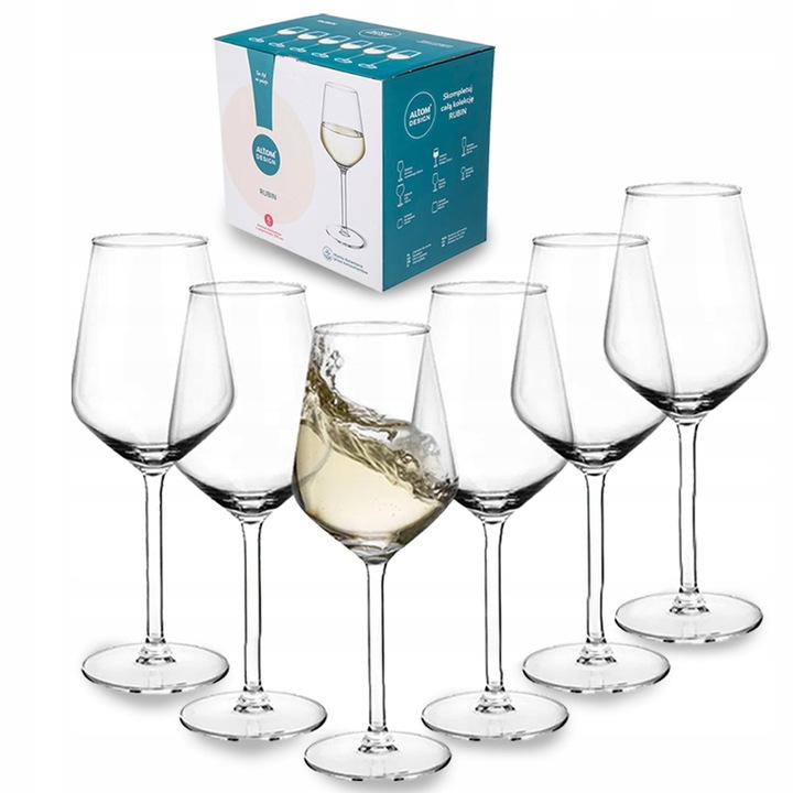 Kieliszki komplet do wina białego Altom Design Rubin 370 ml 6 sztuk