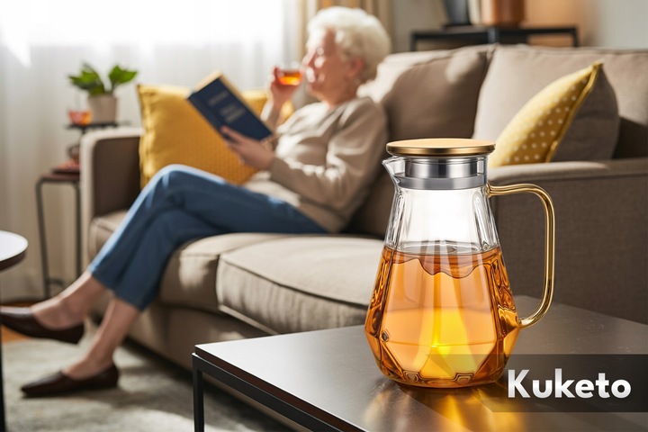 DZBANEK DO HERBATY szklany ZAPARZACZ Z SITEM FILTREM Kuketo Crystal 1500ml