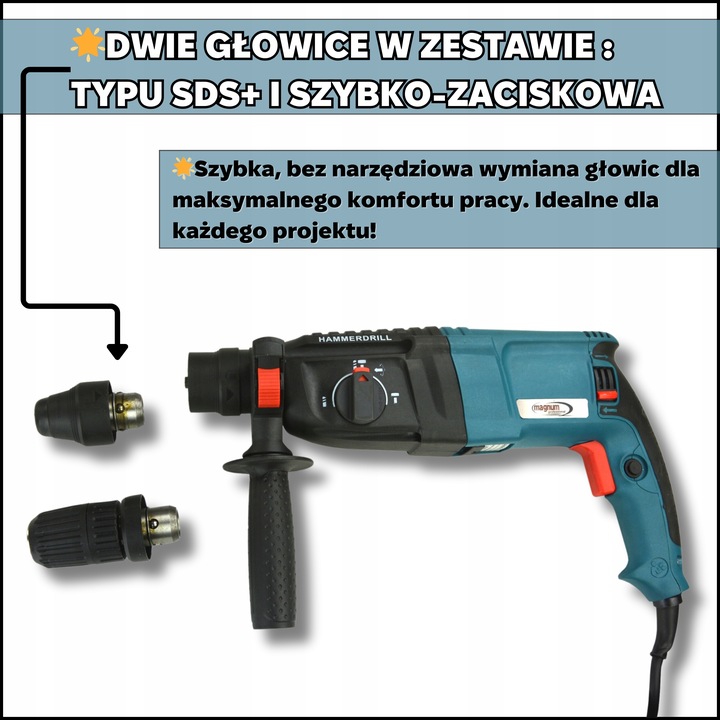 SDS Max Młotowiertarka: Udarowy Młot, Wiertarko-Wkrętarka| Magnum 2600 W