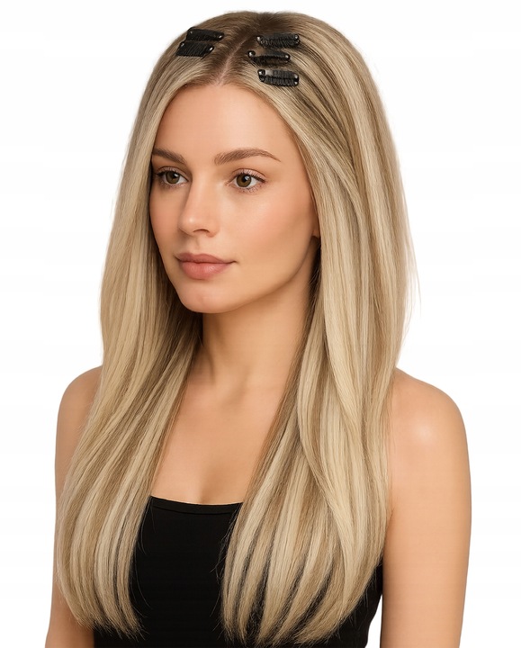 DOCZEPIANE WŁOSY Jak Naturalne Clip In Dopinki Proste Długie 6 Taśm 60cm