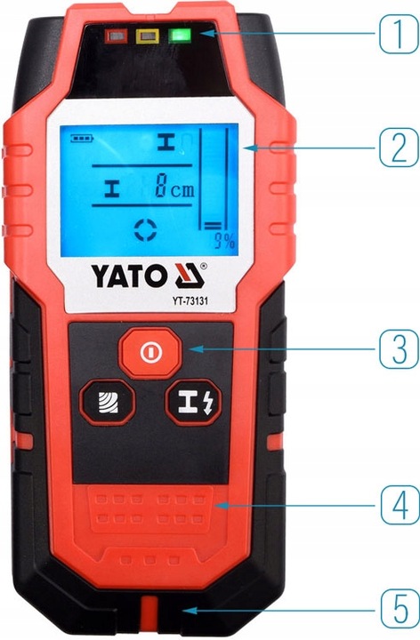 WYKRYWACZ PROFILI I PRZEWODÓW YATO DETEKTOR METALI KABLI POD NAPIĘCIEM