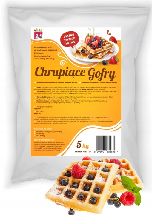 Mieszanka na gofry ciasto biszkoptowe 5 kg CIASTO NA GOFRY w proszku