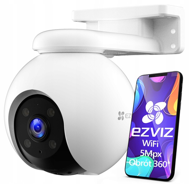 Kamera Obrotowa WiFi 5MPx H8 3K EZVIZ Autotracking Zewnętrzna CS-H8 3K PRO