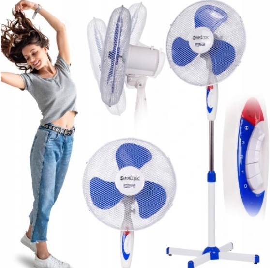 Biurowy WENTYLATOR STOJĄCY WIATRAK PODŁOGOWY CICHY MOCNY REGULACJA OSCYLACJ