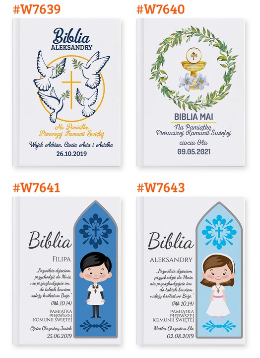 Biblia dla dzieci Prezent Chrzest Pamiątka Chrztu Komunii Nadruk na Okładce