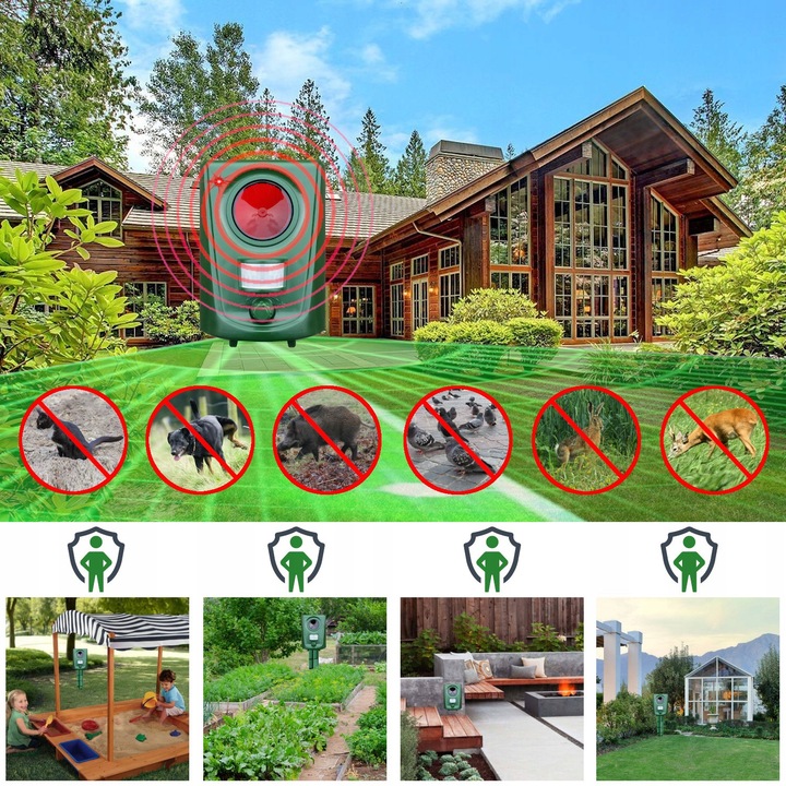 ODSTRASZACZ ZWIERZĄT KOTÓW PSÓW DZIKÓW SAREN PTAKÓW ITP + Lokalizator