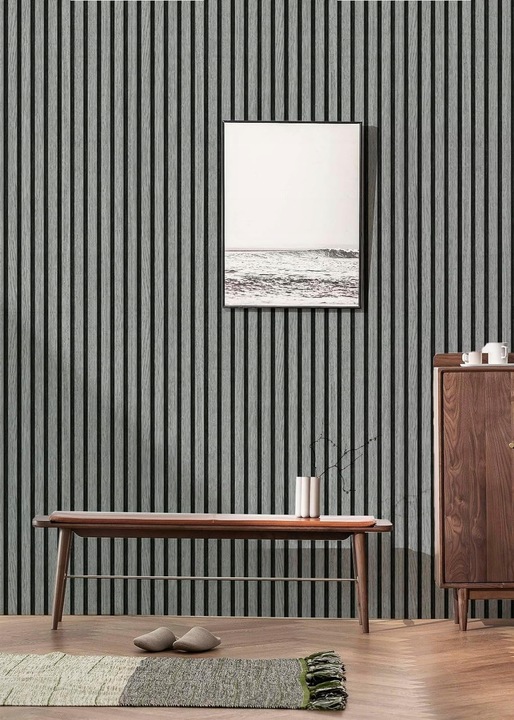 TAPETA LAMEL PANELE ŚCIENNE DREWNIANE 3D WINYLOWA IMITACJA DESKI 45cm x 10m