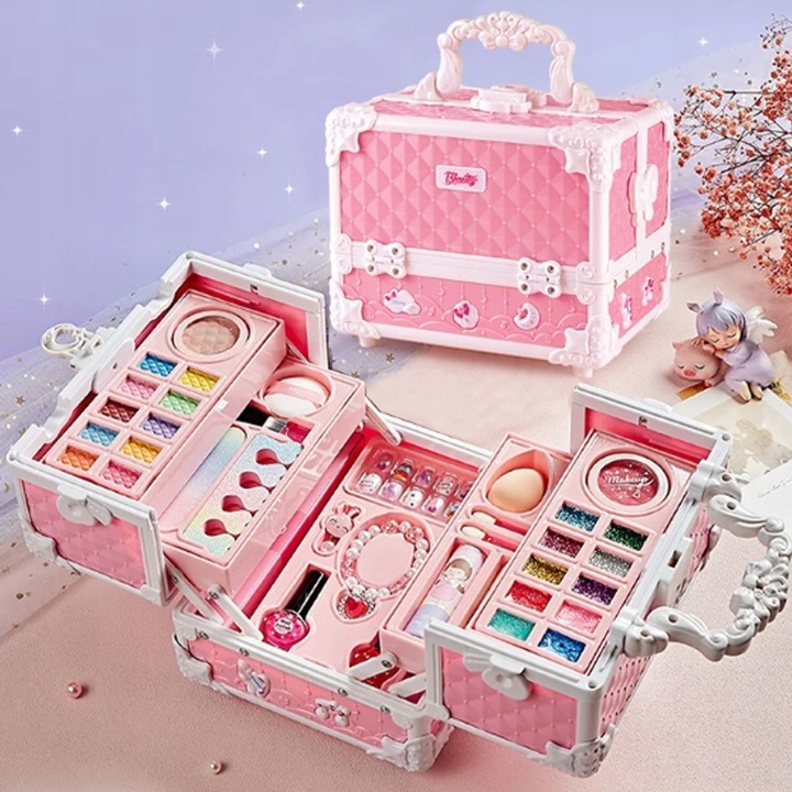 DUŻY ZESTAW KOSMETYKÓW DO MAKIJAŻU I PAZNOKCI MAKEUP DLA DZIECI PREZENT
