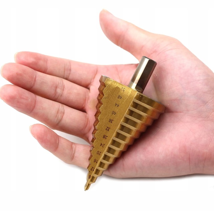 WIERTŁO HSS STOŻKOWE STOPNIOWE CHOINKOWE TYTAN DO METALU 4-52MM