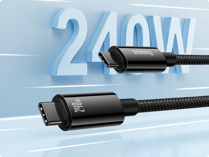BASEUS MOCNY KABEL USB-C SZYBKIE ŁADOWANIE PRZEWÓD TYP-C 240W PD 3.1 QC 1M