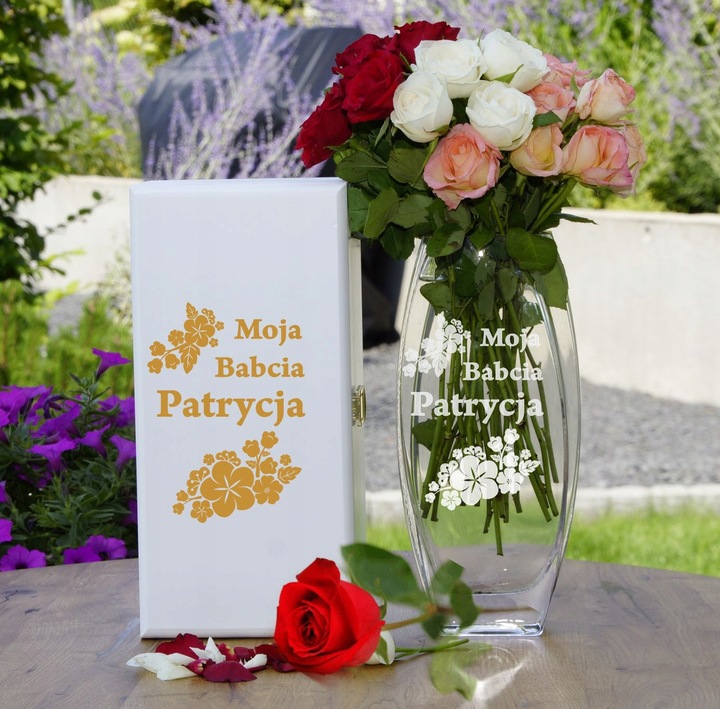 Wazon na kwiaty w pudełku z grawerem Prezent Dzień nauczyciela,