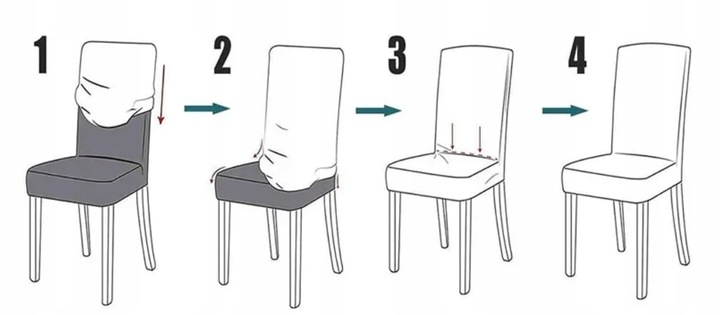 Zestaw 6 SZT POKROWCE NA KRZESŁA Pokrowiec Krzesło SZARY Elastyczny Gruby