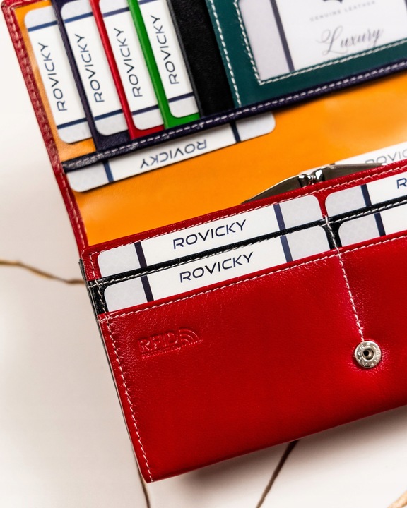 Damski portfel skórzany portmonetka RFID STOP duży pojemny Cavaldi