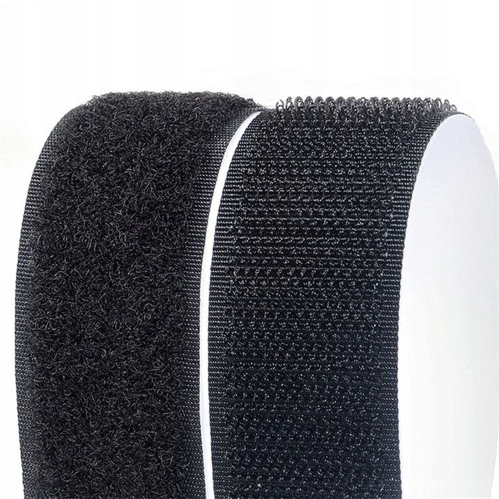 SAMOPRZYLEPNY RZEP TAŚMA ROLKA Z KLEJEM MOCNA szer. 25 mm * 5 METRÓW CZARNY