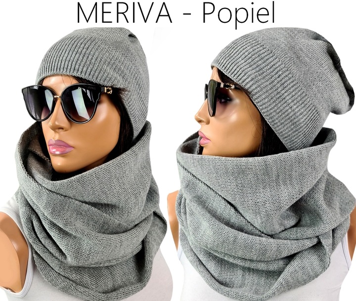 POLSKI KOMPLET CZAPKA + DUŻY KOMIN CIEPŁY - KOLORY