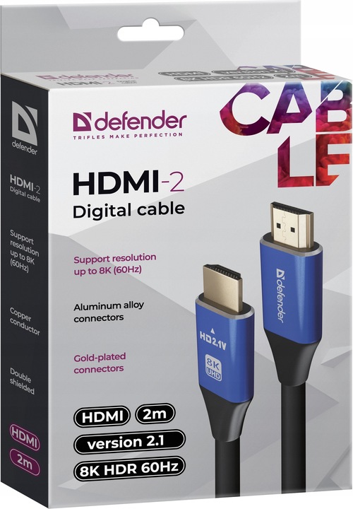 Kabel Przewód HDMI - HDMI 2.1 8K 60HZ 4K 120HZ 48Gbps 7680 x 4320 pix 2m