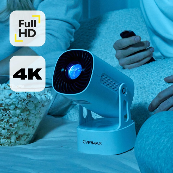 PROJEKTOR RZUTNIK ANDROID TV WIFI BEZPRZEWODOWY OBROTOWY LED PRZENOŚNY