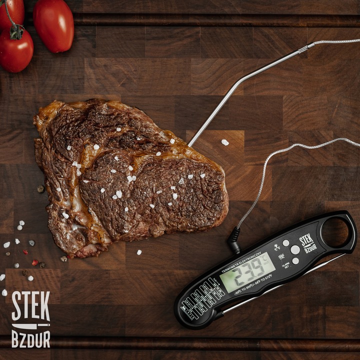 Termometr Kuchenny Cyfrowy do Mięsa Steków Żywności STEK BZDUR LCD