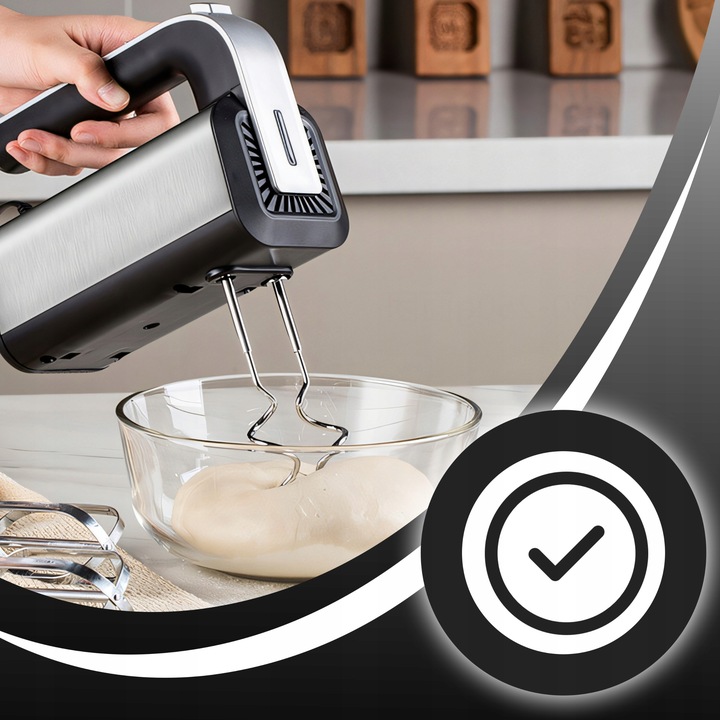 MIKSER RĘCZNY ROBOT KUCHENNY 300W TURBO TRZEPACZKI HAKI 5 PRĘDKOŚCI