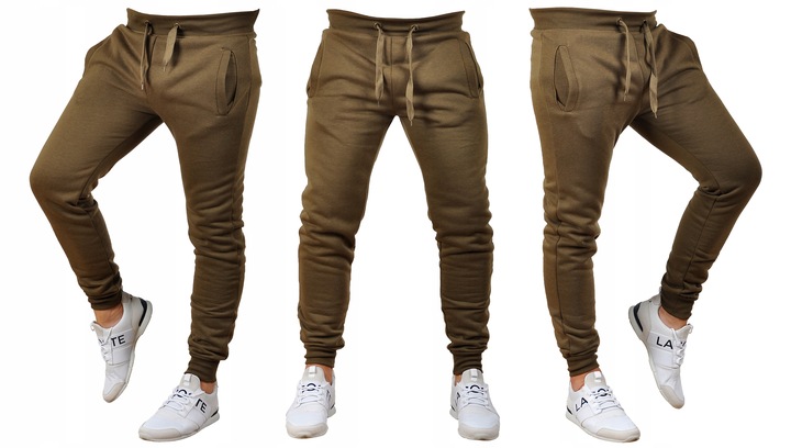 k01 r. L MĘSKIE SPODNIE DRESOWE JOGGERY GŁADKIE