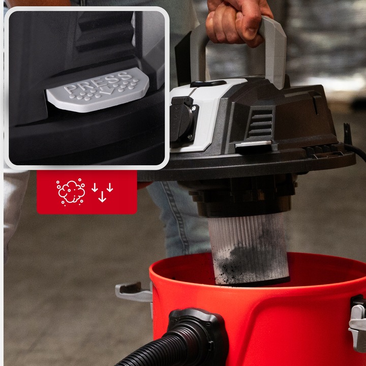 ODKURZACZ PRZEMYSŁOWY BEZWORKOWY GNIAZDO Z OTRZĄSACZEM PYŁU GIPSU